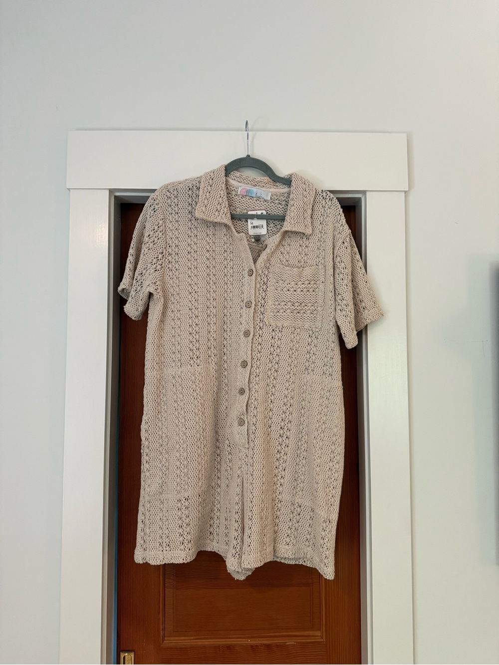 NWT Free People Romper Crochet Button-Down